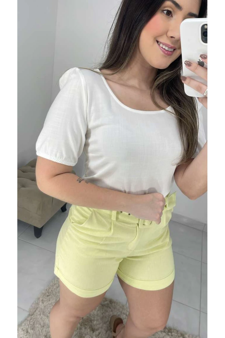 Blusa Viscolinho Detalhe Viés - Of white