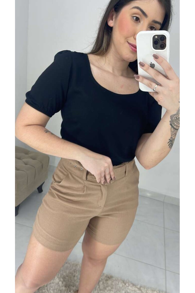 Blusa Viscolinho Detalhe Viés - Preto