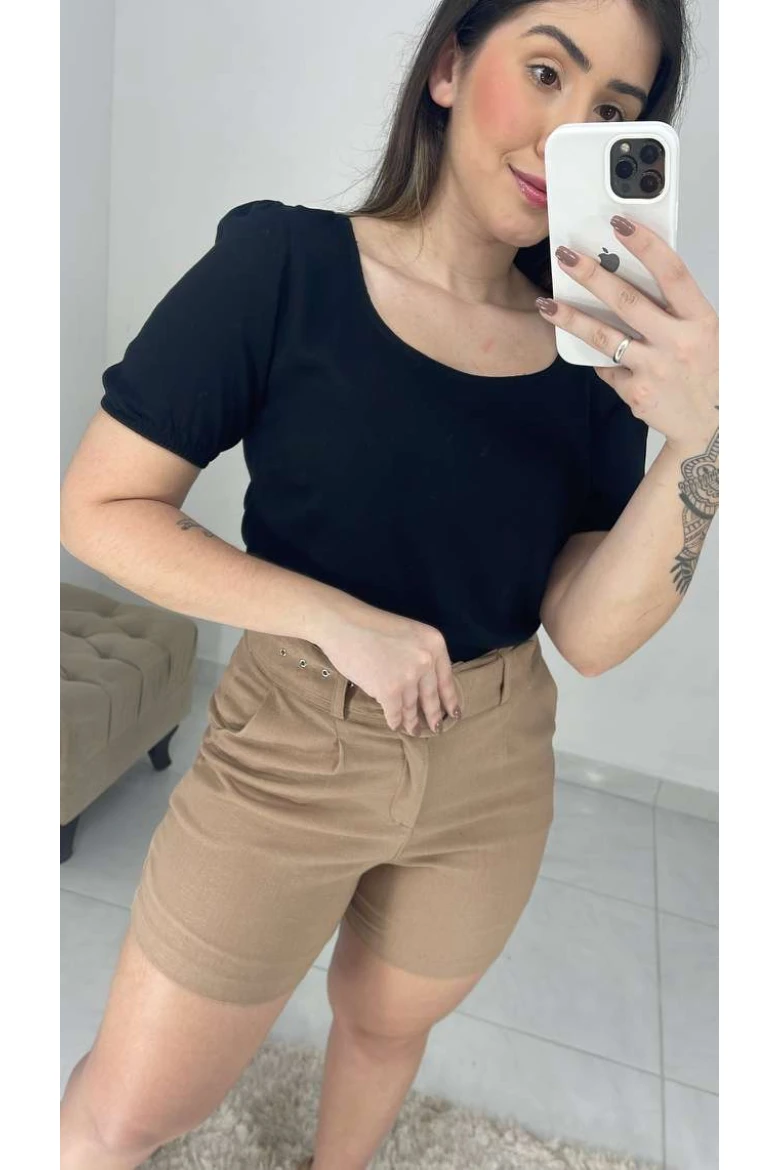 Blusa Viscolinho Detalhe Viés - Preto