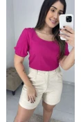 Blusa Viscolinho Detalhe Viés - Rosa