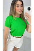 Blusa Viscolinho Manga Curta Básica - Verde