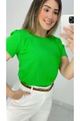 Blusa Viscolinho Manga Curta Básica - Verde