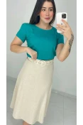 Blusa Viscolinho Manga Curta Básica - Verde jade