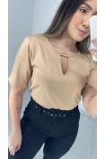 Blusa Viscose C/ Gota E Metal - Bege