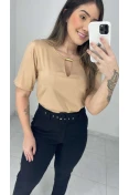 Blusa Viscose C/ Gota E Metal - Bege