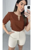 Blusa Viscose C/ Gota E Metal - Marrom