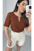 Blusa Viscose C/ Gota E Metal - Marrom
