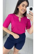 Blusa Viscose C/ Gota E Metal - Rosa