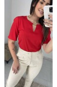 Blusa Viscose C/ Gota E Metal - Vermelho