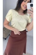 Blusa Viscose C/ Pregas - Amarelo manteiga
