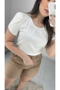 Blusa Viscose C/ Pregas - Of white
