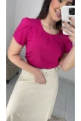 Blusa Viscose C/ Pregas - Rosa
