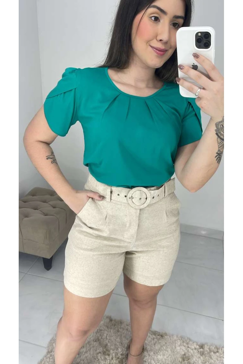 Blusa Viscose C/ Pregas - Verde jade