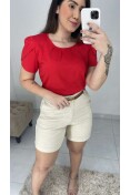 Blusa Viscose C/ Pregas - Vermelho