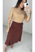 Blusa Viscose Decote Canoa - Bege