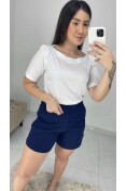 Blusa Viscose Decote Canoa - Branco