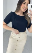 Blusa Viscose Decote Canoa - Preto