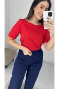 Blusa Viscose Decote Canoa - Vermelho
