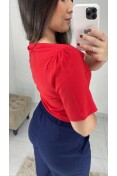 Blusa Viscose Decote Canoa - Vermelho