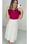 Blusa Viscose Manga Curta Gota E Botão - Rosa magenta