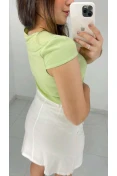 Blusa Viscose Manga Curta Pérolas - Verde menta