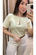 Blusa Viscose Pala C/ Botão - Amarelo manteiga