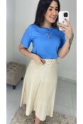 Blusa Viscose Pala C/ Botão - Azul