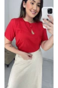 Blusa Viscose Pala C/ Botão - Vermelho