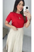 Blusa Viscose Pala C/ Botão - Vermelho