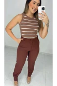 Calça Jogger Alfaiataria C/ Elástico - Café