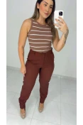 Calça Jogger Alfaiataria C/ Elástico - Café