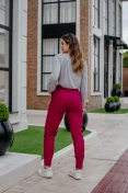 Calça Jogger De Linho Com Cinto - Bordo