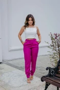 Calça Jogger Linho - Fucsia