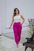 Calça Jogger Linho - Fucsia