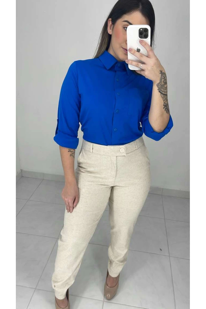 Calça Linho C/ Elástico - Natural