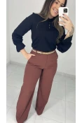 Calça Pantalona Linho C/ Cinto - Cacau