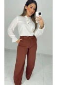 Calça Pantalona Linho C/ Cinto - Cacau