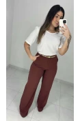 Calça Pantalona Linho C/ Cinto - Cacau