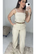 Calça Pantalona Linho C/ Cinto - Natural Calça Pantalona Linho C/ Cinto - Natural