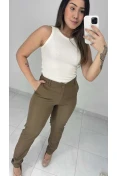 Calça Reta Alfaiataria - Caqui