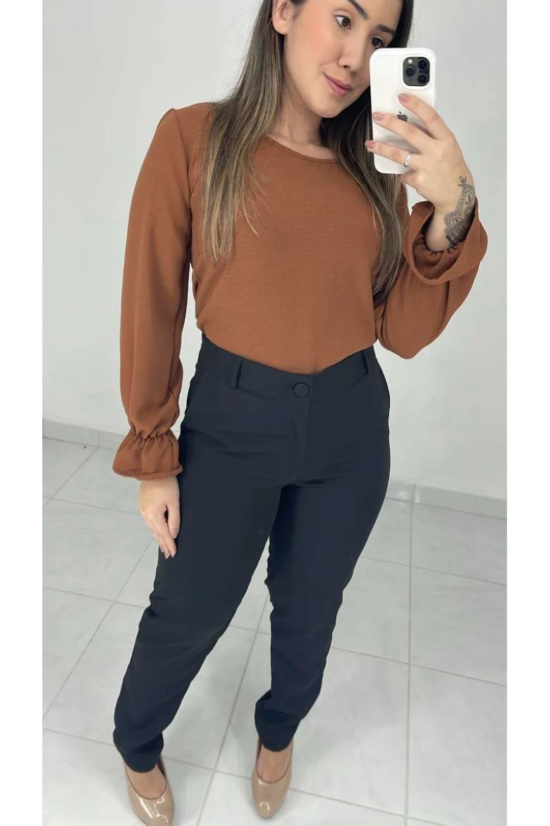 Calça Reta Alfaiataria - Preto