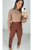 Calça Reta De Linho C/ Cinto - Cacau