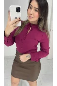 Camisa Gola Franzida Viscose - Marsala