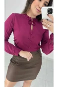 Camisa Gola Franzida Viscose - Marsala