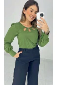 Camisa Manga Longa Gotas C/ Punho - Verde militar