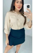 Camisa Manga Longa Viscolinho - Bege