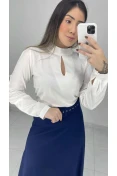 Camisa Viscose Gola Alta C/ Gota - Of white