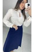 Camisa Viscose Gola Alta C/ Gota - Of white