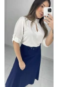 Camisa Viscose Gola Alta C/ Gota - Of white