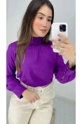 Camisa Viscose Gola Alta - Roxo